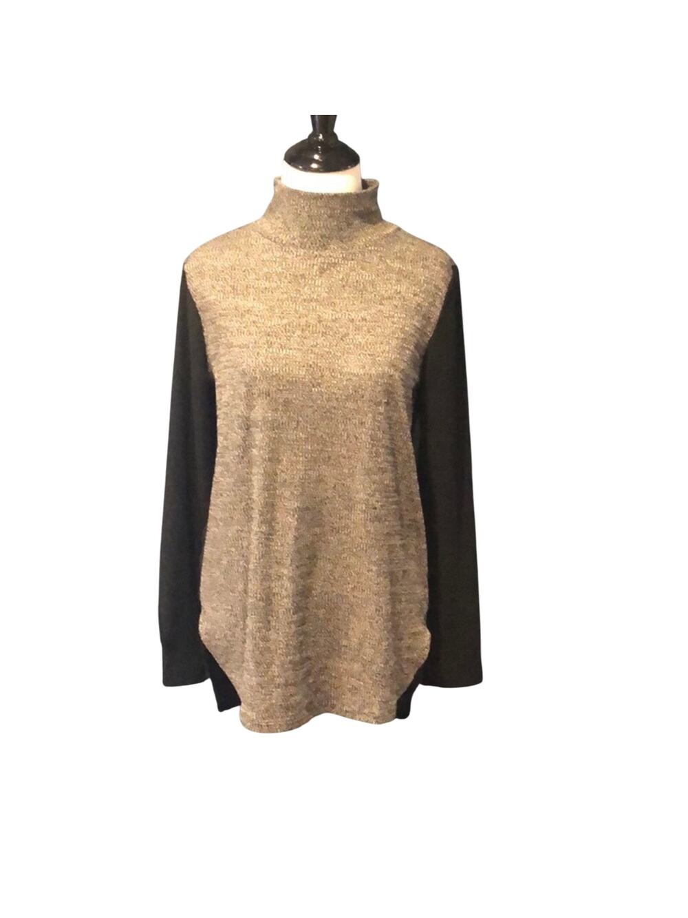 LOFT Top Sheer Back Mock Neck